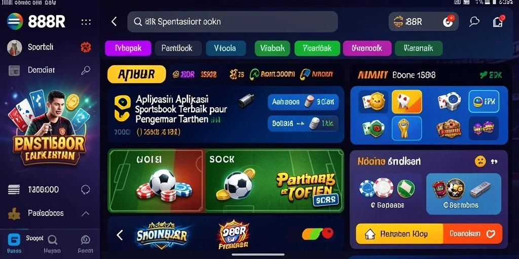 Tampilan gameplay aplikasi Sportsbook 888R yang menarik dan informatif.