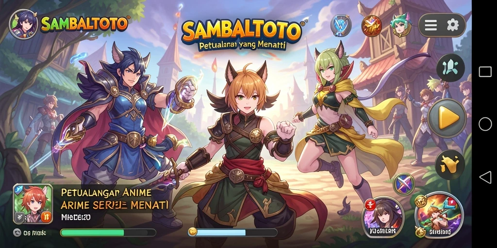 Tampilan gameplay SAMBALTOTO yang penuh aksi anime.